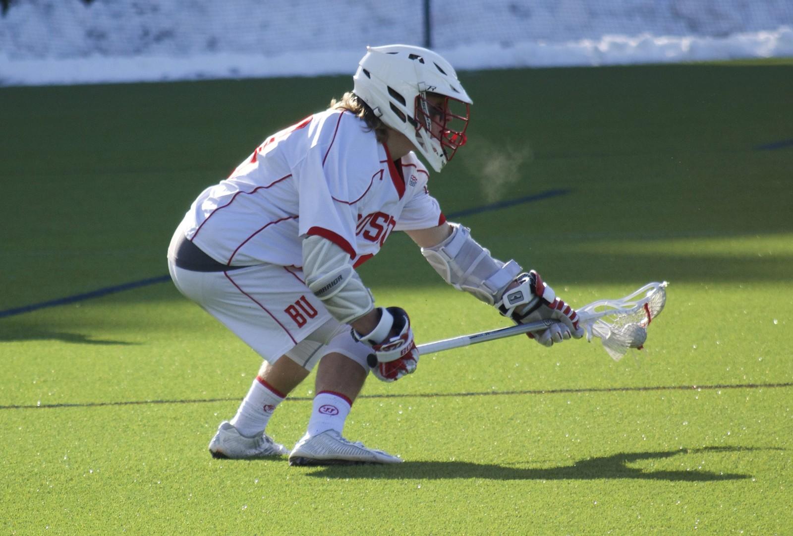 The men's lacrosse team is off to a 3-1 start, but Saturday's loss to Hartford cast a dreary shadow over the season's beginning. PHOTO BY ELLEN CLOUSE/DAILY FREE PRESS STAFF