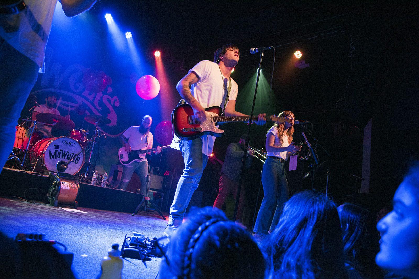 Lead singer of The Mowgli’s Colin Dieden performs alongside Katie Jayne Earl and the rest of the band during their show at the Sinclair. PHOTO BY LEXI PLINE/ DAILY FREE PRESS STAFF 