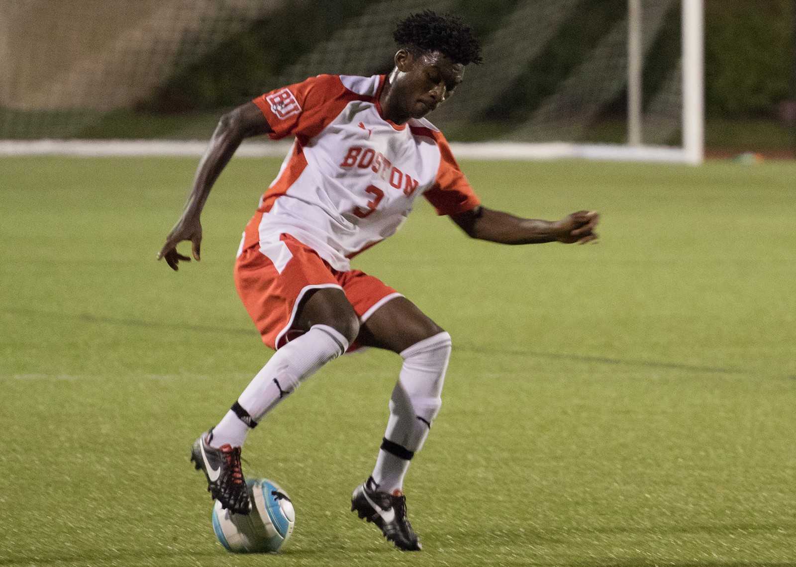 The Terriers may turn to freshmen like midfielder Jerry Ozor for extended minutes against Brown. PHOTO BY JUSTIN HAWK/ DAILY FREE PRESS STAFF 