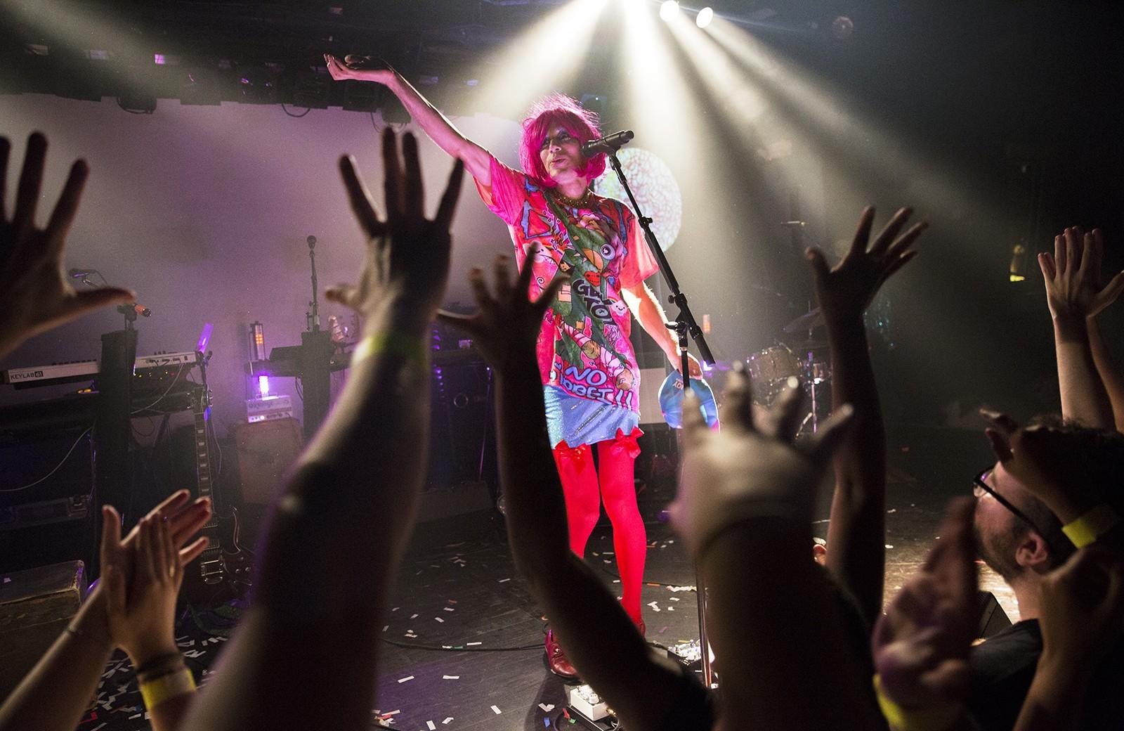 Bringing the of Montreal show to a close, Kevin Barnes takes his final bow after the encore. PHOTO BY SARAH SILBIGER/ DAILY FREE PRESS STAFF