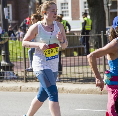 BU sophomore and Hopkinton resident Rachel McLean ran the 120th Boston Marathon on April 18. PHOTO BY SARAH SILBIGER/ DAILY FREE PRESS STAFF 