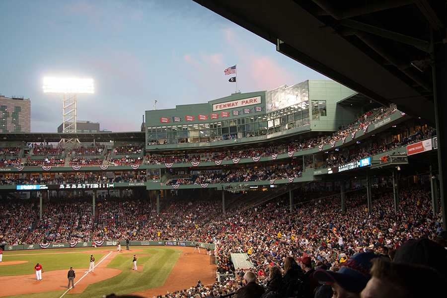 A baseball game takes place in Fenway Park. Brian Engles is releasing his new book "Wildball” which addresses toxic masculinity in baseball. PHOTO BY OLIVIA NADEL/ DFP FILE PHOTO
