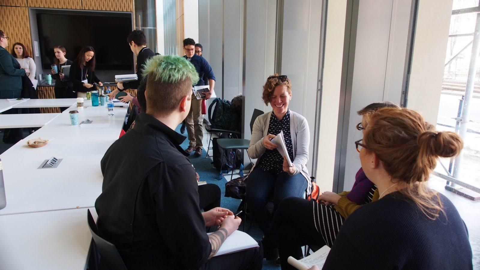 Attendees at the one-day Queer and Feminist Research methods workshop on Feb. 22 at the Rajen Kilachand Center for Integrated Life Sciences and Engineering. Boston University’s Women’s Gender and Sexuality Department hosted the conference. RIKI STOUT/ DAILY FREE PRESS STAFF 