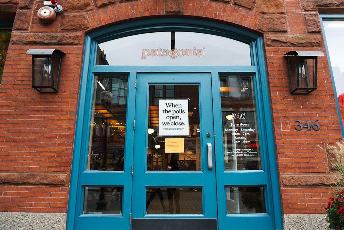 Patagonia, the sports outerwear giant, shut its doors Tuesday so its employees could vote. SOPHIE PARK/ DAILY FREE PRESS STAFF 