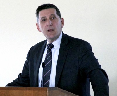  Michael Botticelli, director of the Office of National Drug Control Policy, speaks Wednesday at the Boston University School of Public Health. PHOTO BY MARY SCHLICHTE/DAILY FREE PRESS STAFF