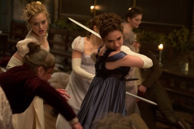 Lily James and Bella Heathcote star in the new comedy horror film “Pride and Prejudice and Zombies,” which is based on Jane Austen’s classic novel and opens Friday. PHOTO COURTESY SONY PICTURES