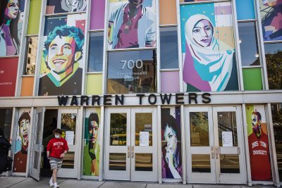 student exits warren towers