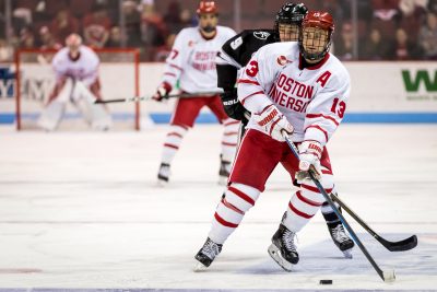 BOSTON, MA - DECEMBER 03: Boston University Terriers forward Nikolas Olsson (13) during the third period of the game between the Providence College Friars and the Boston University Terriers on December 3rd, 2016, at Agganis Arena in Boston, MA. (Photo by John Kavouris/Daily Free Press)