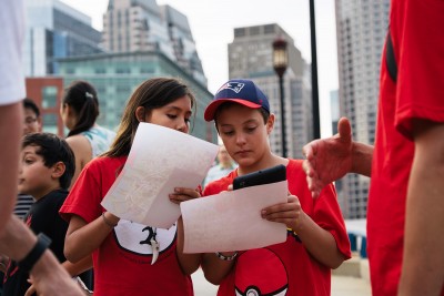 Young Pokemon Go enthusiasts gather at District Hall to participate in a Pokemon Go-themed tour of Boston. PHOTO BY BRIAN SONG/ DAILY FREE PRESS STAFF
