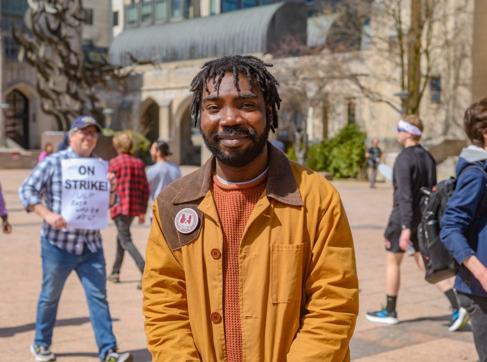 Nana Boateng, a third-year law student and research assistant at BU School of Law. The Boston University Graduate Workers Union enters its third week of striking for higher wages and increased benefits. MOLLY POTTER/DFP PHOTOGRAPHER