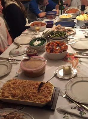 In a Snapchat to friends and family, Qiyuan Fu (CAS ‘17) shares a photo of her traditional Thanksgiving meal. PHOTO COURTESY QIYUAN FU
