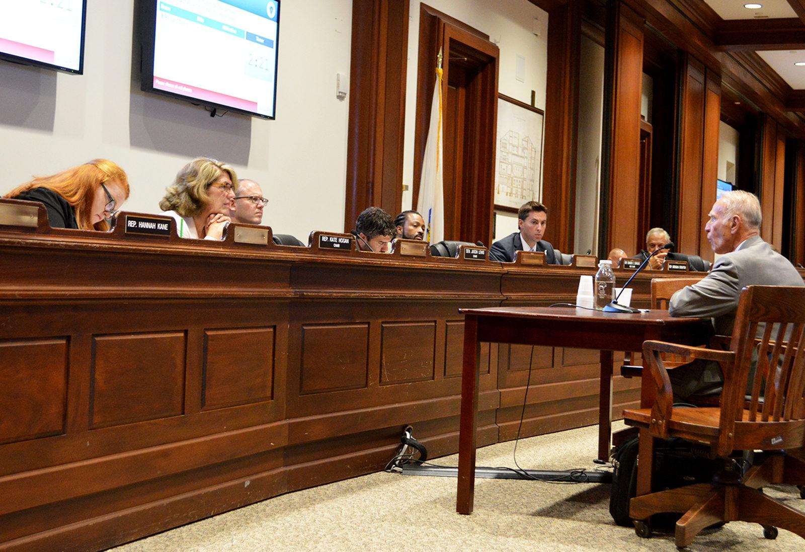 The Massachusetts legislator hears a bill on medical aid-in-dying on Sept. 26. PHOTO BY CAROLYN KOMATSOULIS/ DAILY FREE PRESS STAFF