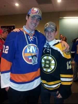 Somerby with his BU teammate, Matt Grzelcyk, at the 2012 NHL Draft. PHOTO COURTESY OF DOYLE SOMERBY