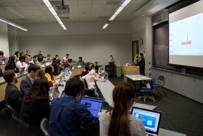 At the Senate meeting Monday night in the Photonics building, BU Student Government passed two amendments to the SG constitution. One focuses on fighting discrimination and the other on building long-term agendas. PHOTO BY ELLEN CLOUSE/DAILY FREE PRESS STAFF