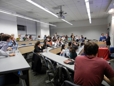 Students attend a student government meeting in October. The organization held their first meeting of the semester Sunday. PHOTO BY WILLA RUSOWICZ-ORAZEM/DAILY FREE PRESS STAFF