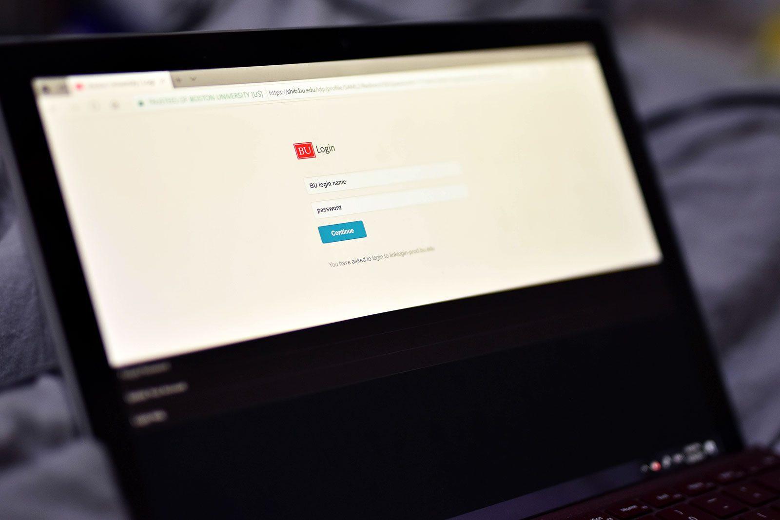 The Boston University Student Link login page. A two-factor authentication will be required to log in beginning in February. LAURYN ALLEN/ DAILY FREE PRESS STAFF