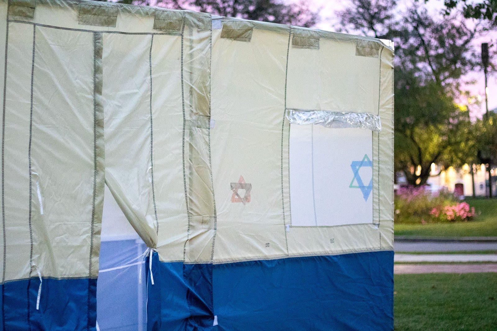Hillel’s sukkah was moved to the BU Beach on Thursday because of construction on Granby Street, where it normally sits. SOFIA KOYAMA/ DAILY FREE PRESS STAFF