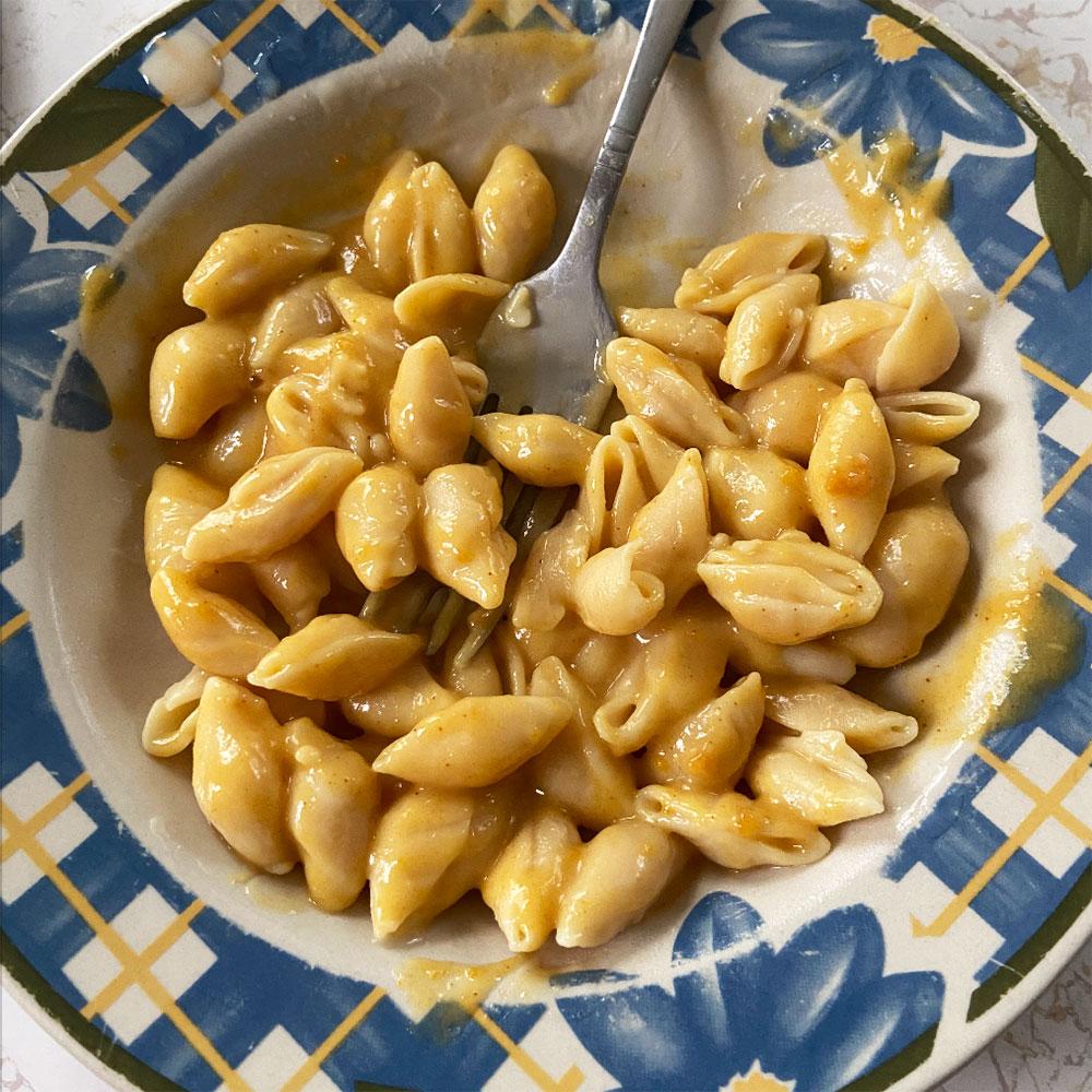 Annie’s Vegan Pumpkin and Sweet Potato Mac and Cheese may be a good alternative for vegans or people who are lactose intolerant, but Campus Editor Samantha Kizner says it doesn’t compare to the real thing. SAMANTHA KIZNER/ DAILY FREE PRESS STAFF