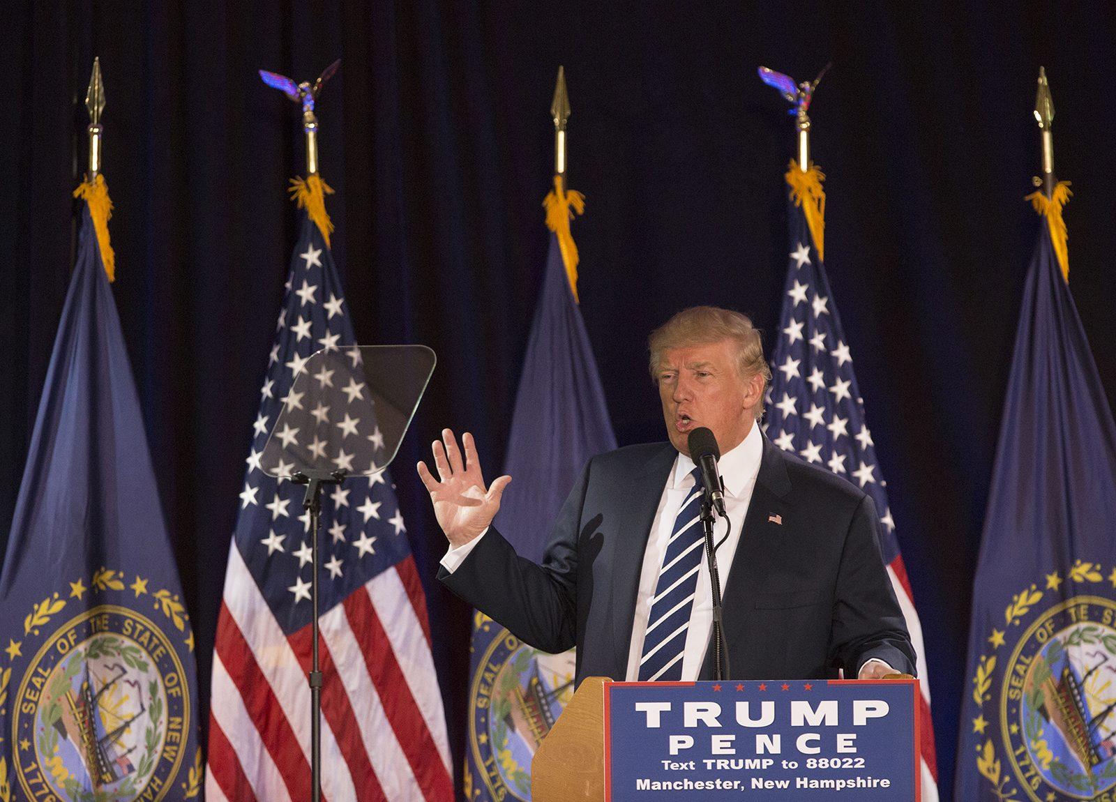 President-elect Donald Trump speaks at a campaign rally in Manchester, New Hampshire Oct. 28. PHOTO BY SARAH SILBIGER/ DAILY FREE PRESS STAFF