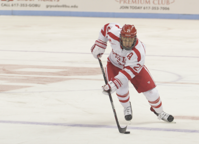 Senior assistant captain Matt Lane scored his first goal of the season in BU's loss to Union College. PHOTO BY JUSTIN HAWK/DFP FILE PHOTO