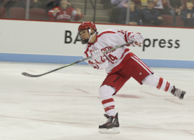 Freshman forward Bobo Carpenter had a goal and an assist in BU's win over UMass. PHOTO BY JUSTIN HAWK/DFP FILE PHOTO