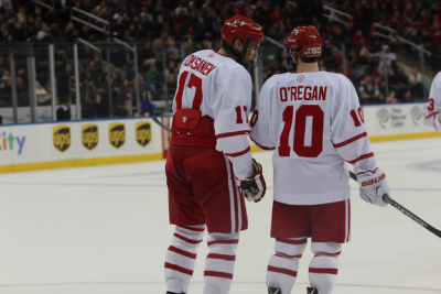 Seniors Ahti Oksanen and Danny O'Regan will play their final home-and-home series against BC. PHOTO BY JUDY COHEN/DFP FILE PHOTO