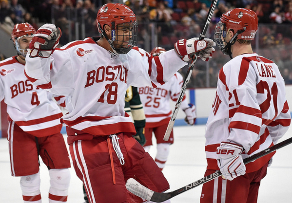 Jordan Greenway and Matt Lane are both riding hot streaks ahead of this Friday's Merrimack encounter. PHOTO BY MADDIE MALHOTRA/DFP STAFF