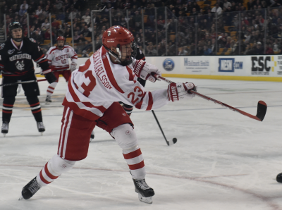 Freshman center Jakob Forsbacka Karlsson had two assists in BU's tie against UNH on Monday. PHOTO BY MADDIE MALHOTRA/DFP FILE PHOTO