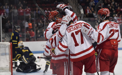 The men's hockey team advanced to the NCAA Tournament, but ultimately fell to the University of Denver. 