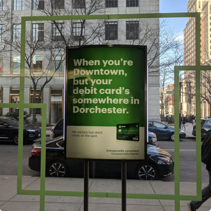 A TD Bank location in Back Bay posted an advertisement referencing Dorchester, which was later removed following the online backlash that said the ad played into racist stereotypes. COURTESY OF REILLY HAY