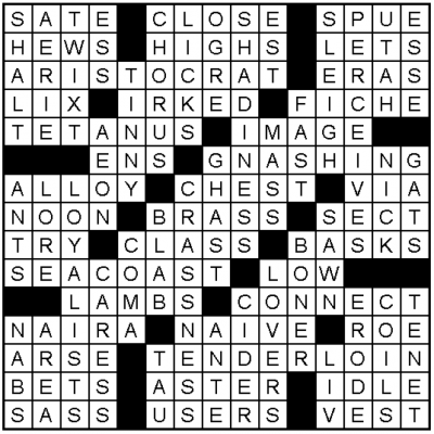 Crossword Answers – February 12, 2015 – The Daily Free Press