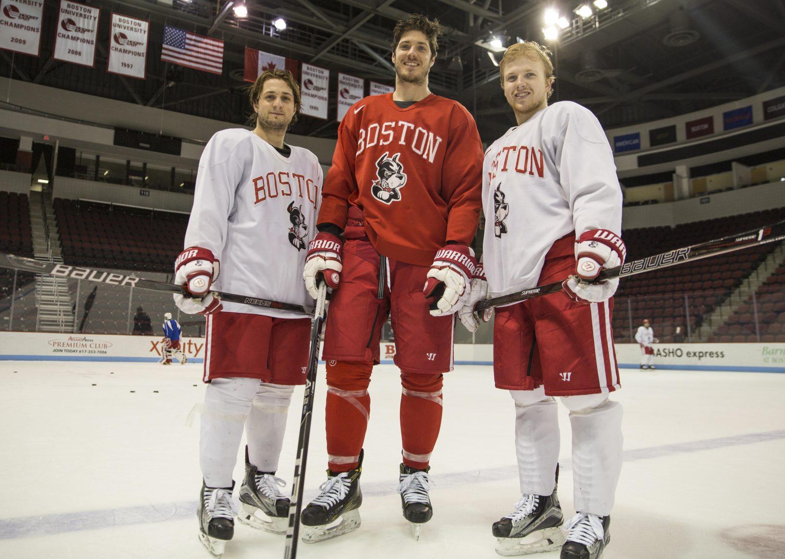 BU's three seniors will play their final regular-season game at Agganis Arena on Saturday night vs. Notre Dame. PHOTO BY MADDIE MALHOTRA/DAILY FREE PRESS STAFF