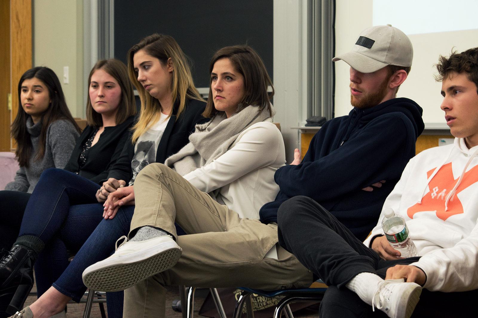 Her Campus hosts a panel discussion on social media branding at the Kenmore Classroom Building on Tuesday evening. PHOTO BY VIGUNTHAAN THARMARAJAH/ DAILY FREE PRESS STAFF