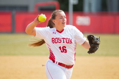 ali dubois pitches against the college of the holy cross