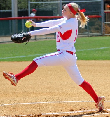 Melanie Russell has a 4.09 ERA on the year. PHOTO BY ALEXANDRA WIMLEY/DAILY FREE PRESS STAFF