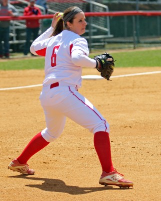 Senior pitcher Lauren Hynes started Thursday against UMass Lowell, pitching 3.1 innings and allowing one run. PHOTO BY ALEXANDRA WIMLEY/DFP FILE PHOTO