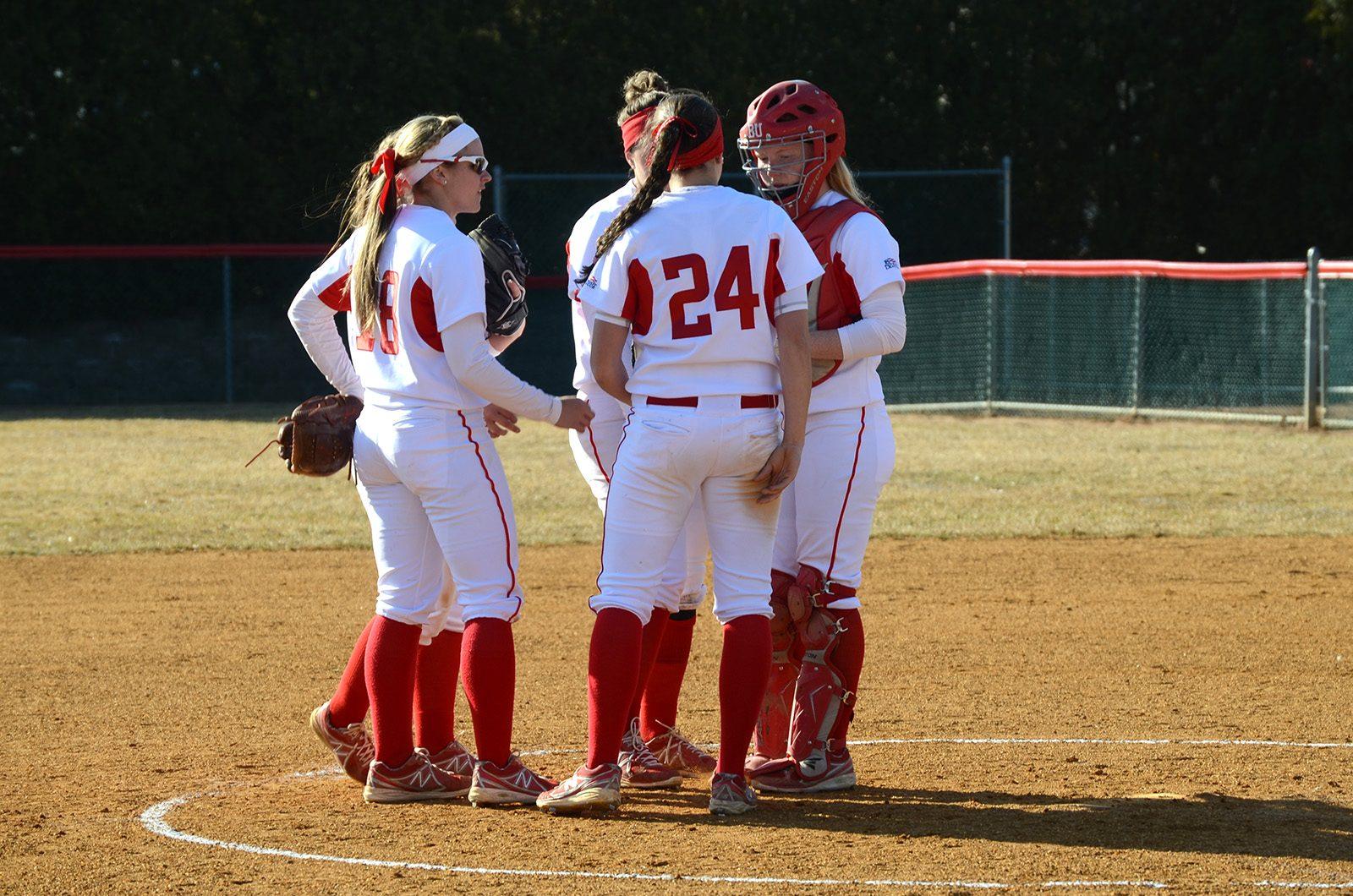 Kali Magane has embraced the time with her teammates to learn from them and become a better pitcher. PHOTO BY FALON MORAN/ DAILY FREE PRESS STAFF
