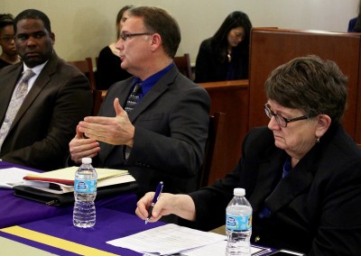 Members of Prisoners’ Legal Services of Massachusetts speak at a symposium on Thursday at the New England School of Law after the screening of the short film “Solitary Voices,” which raises awareness about issues surrounding solitary confinement. PHOTO BY BRIGID KING/DAILY FREE PRESS STAFF
