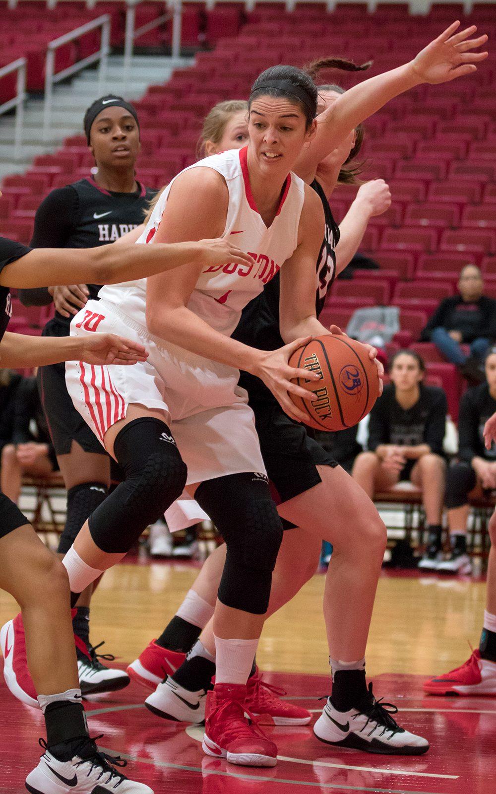 Junior center Sophia Beaudry scored 12 point's in Monday's loss to UNH. PHOTO BY JOHN KAVOURIS/ DAILY FREE PRESS STAFF 