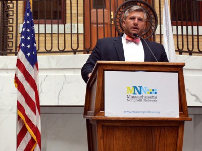 Rick Jakious, the chief executive officer of the Massachusetts Nonprofit Network, speaks at the 2014 Nonprofit Awareness Day. Jakious expressed concerns that the 2024 Boston Olympics could divert money from local nonprofits. PHOTO COURTESY OF RICK JAKIOUS 