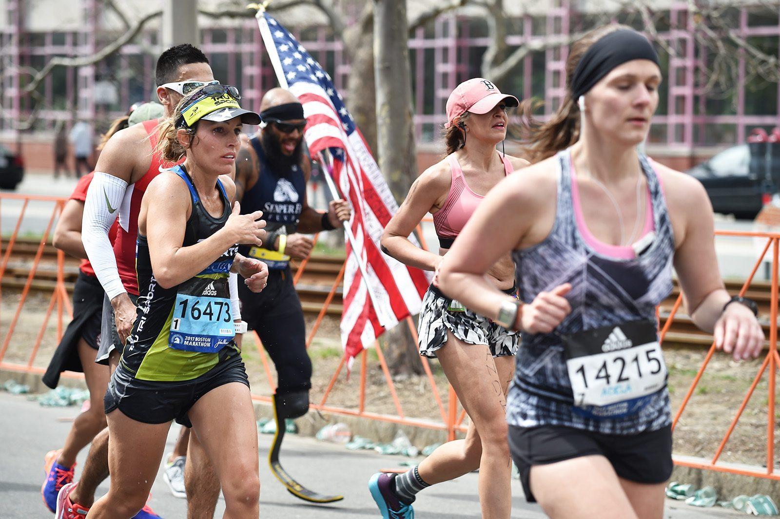 A runner at the 2017 Boston Marathon. For the first time since 1897, the Boston Marathon will not take place in person and will instead take on a virtual mode this year due to the COVID-19 pandemic. PHOTO BY MADDIE MALHOTRA/DFP FILE PHOTO