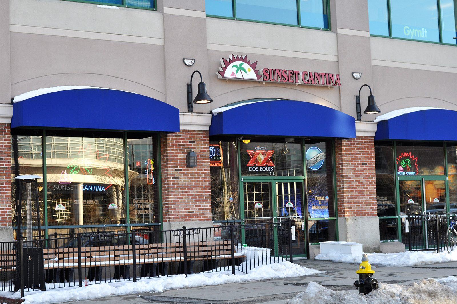 Sunset Cantina and many other Boston businesses have promotion for this year's NCAA March Madness Tournament, looking to profit off of the annual college basketball tournament frenzy. PHOTO BY BRIANNA BURNS/ DAILY FREE PRESS STAFF