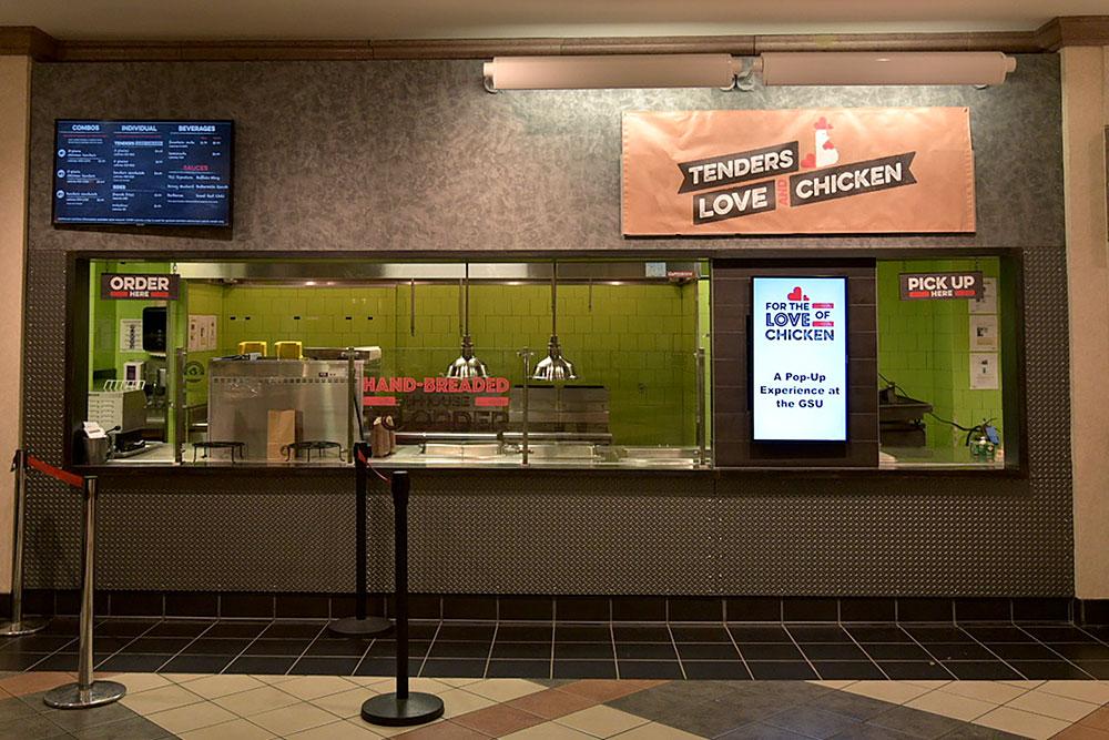 A new food option, Tenders, Love and Chicken, opened in the George Sherman Union on Monday. DANIEL MU/ DAILY FREE PRESS STAFF