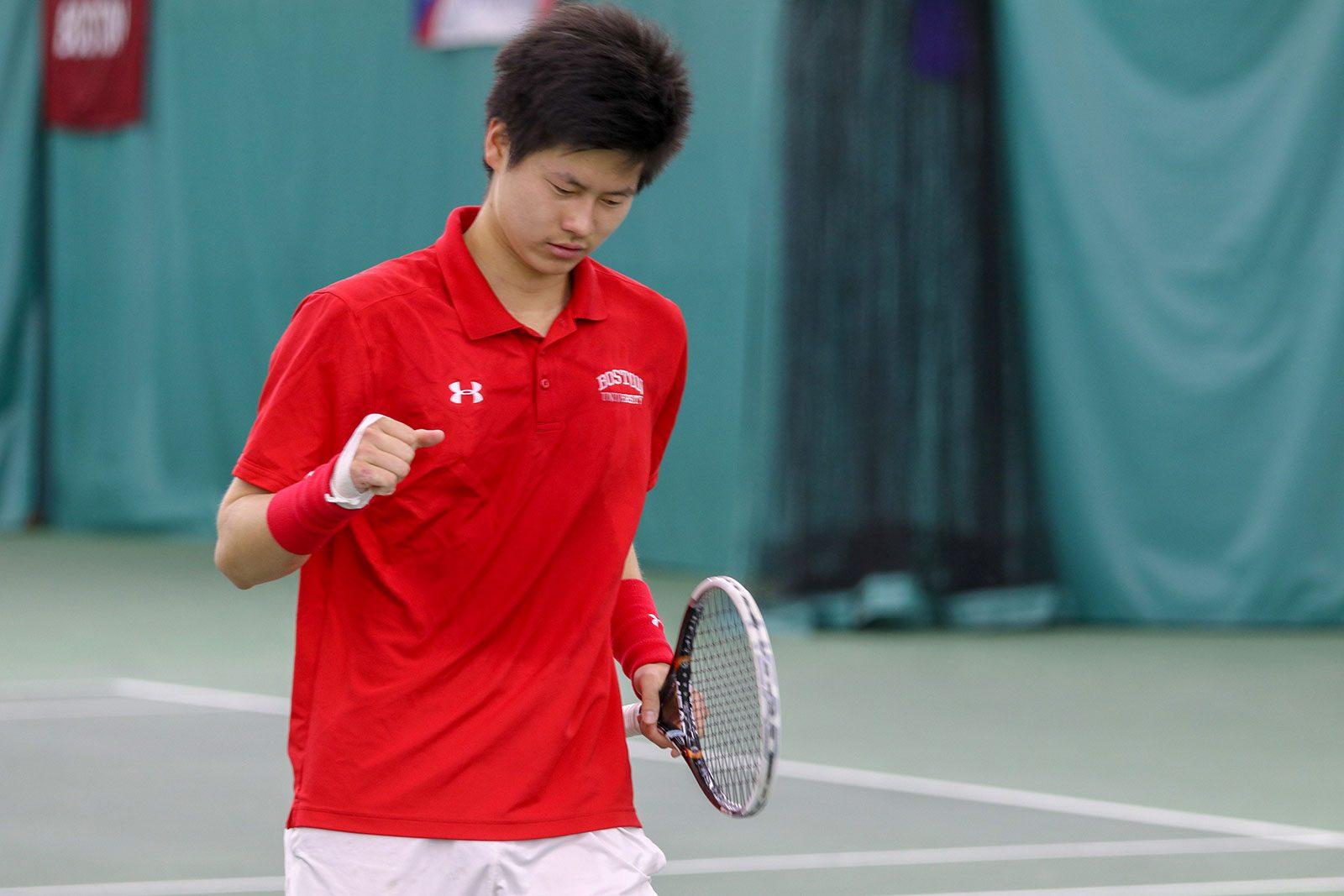Junior Owen Lu in a Sept. 23 match during the Ivy Plus Tournament. Lu had an impressive showing at the Intercollegiate Tennis Association Regional Championships on Oct. 20. COURTESY OF MICHAEL ELLIS