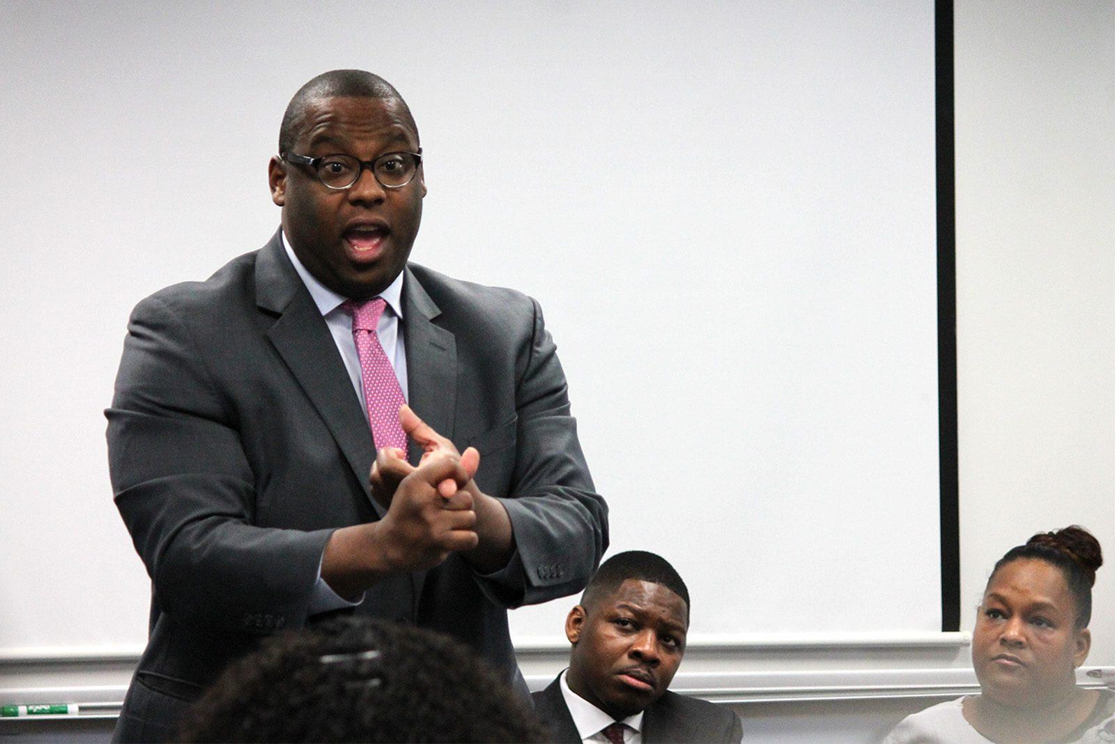 Boston City Councilor Tito Jackson files a hearing order Wednesday regarding the city's decision to close two transitional housing programs for people in recovery. PHOTO BY ABIGAIL FREEMAN/ DAILY FREE PRESS STAFF