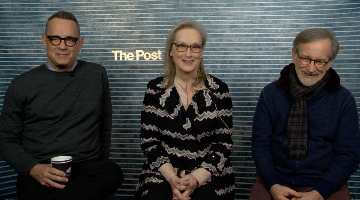 Actor Tom Hanks, actress Meryl Streep and director Steven Spielberg (left to right) sat down in a Skype interview to discuss their new movie, "The Post." PHOTO COURTESY OF JUNKET PRODUCTIONS