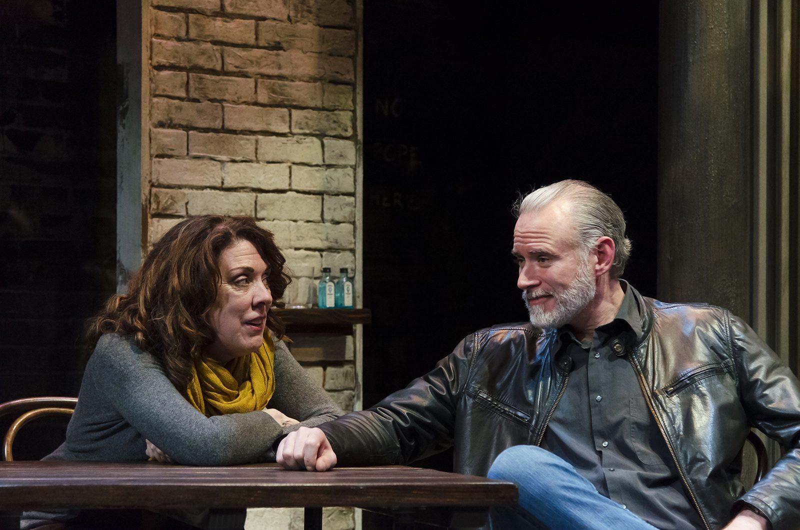 Maureen Keiller and Barlow Adamson play Sonia and Dave in Leo McGann's new play, “The Honey Trap" at the Boston Playwrights’ Theatre. PHOTO COURTESY KALMAN ZABARSKY