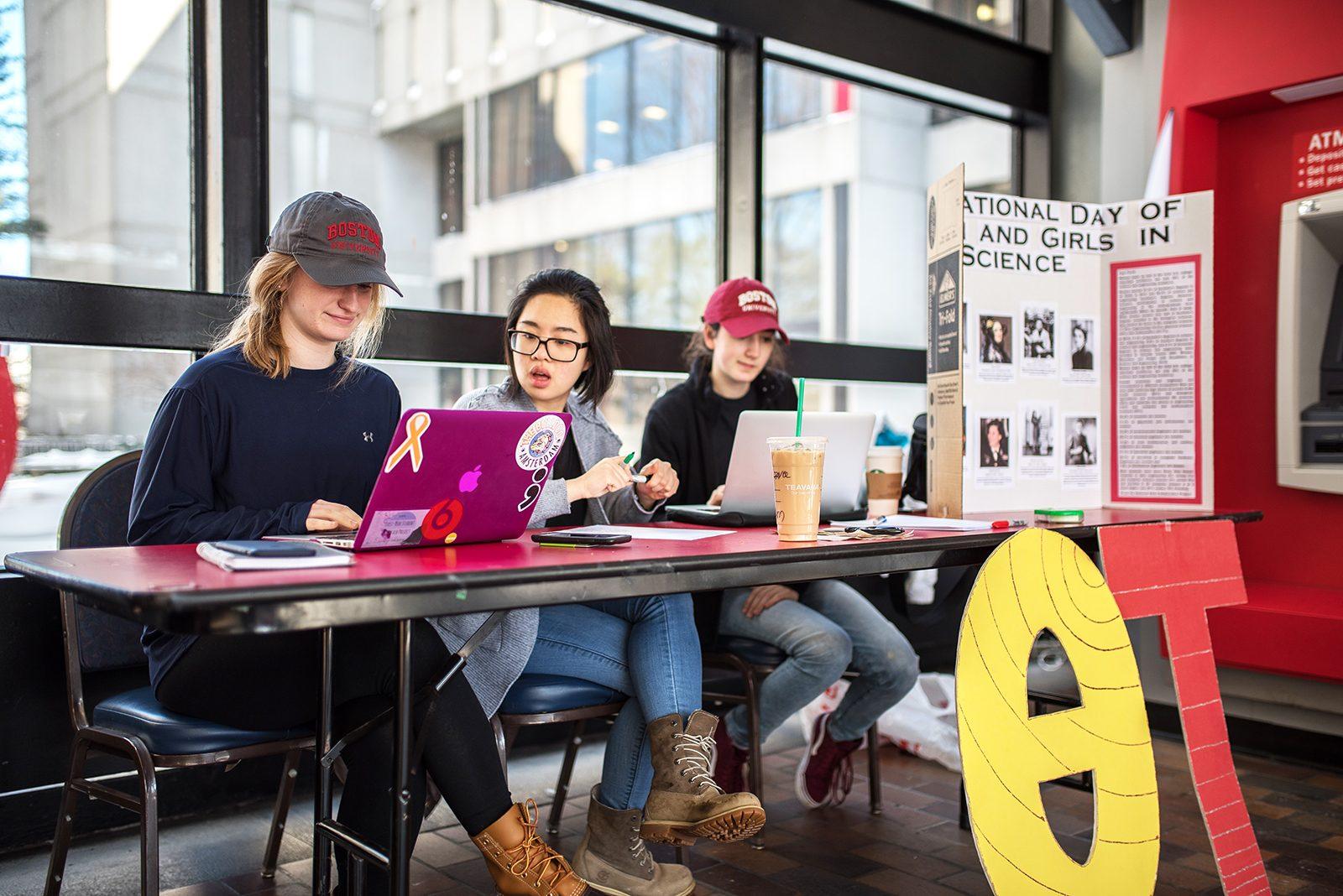 Theta Tau, a professional co-ed engineering fraternity, celebrates the International Day of Women and Girls in Science Friday morning at the George Sherman Union. PHOTO BY DYLAN KIM/ DAILY FREE PRESS STAFF