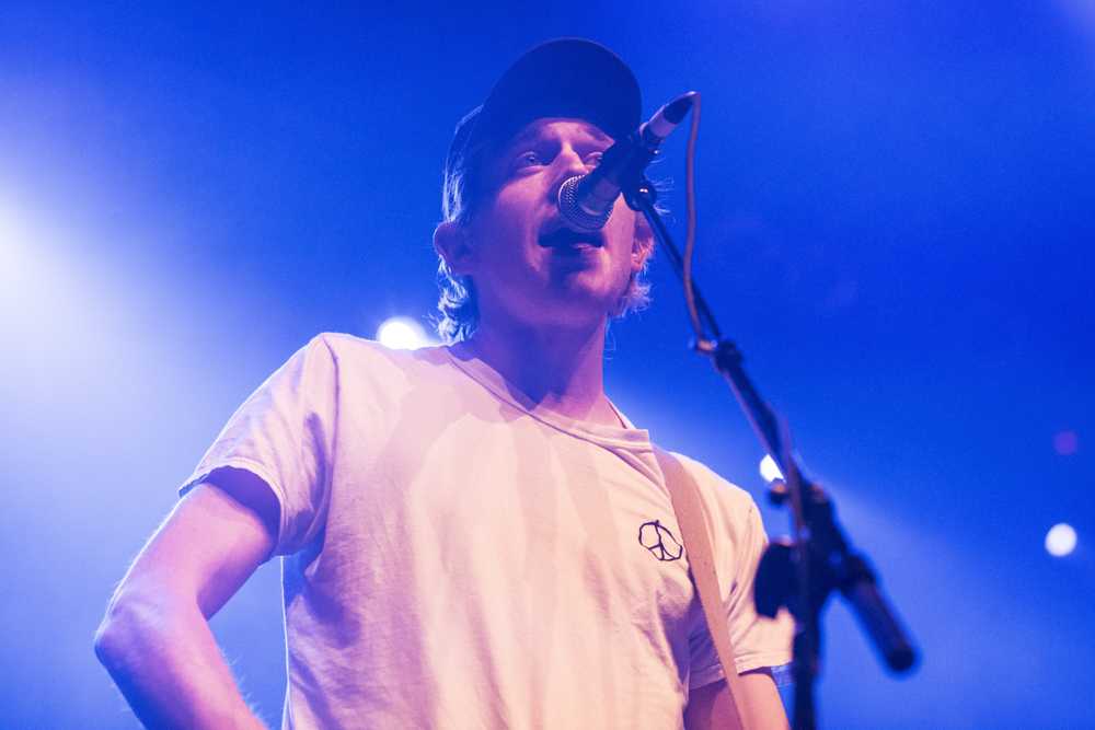 David Monks, Lead singer and bassist of the band Tokyo Police Club, performs during their set at House of Blues on April 26. PHOTO BY LEXI PLINE/DAILY FREE PRESS STAFF