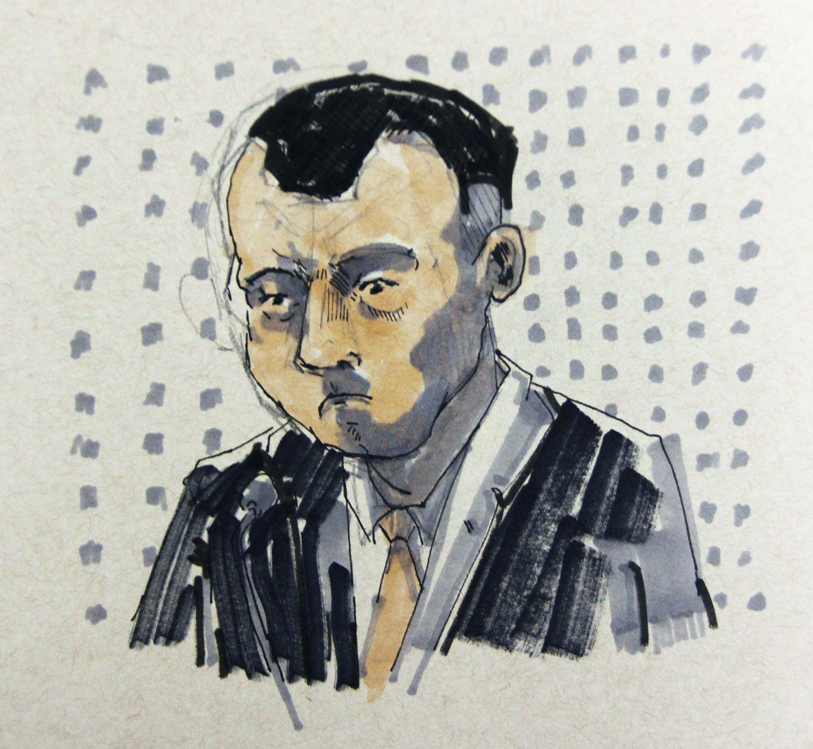 David King, an acute care surgeon at Massachusetts General Hospital, testified Thursday in the trial of Dzhokhar Tsarnaev at the John Joseph Moakley United States Courthouse. ILLUSTRATION BY REBECCA NESS/DAILY FREE PRESS STAFF